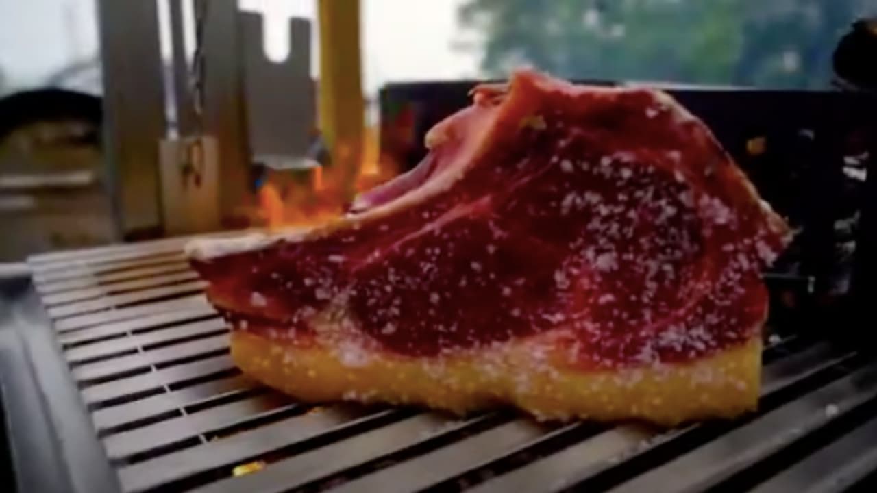 Bone in Beef Sirloin Cooked Over Fire