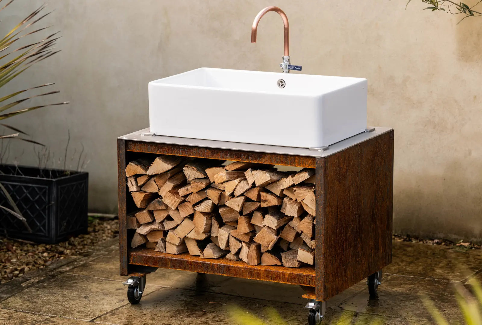 Kitchen Belfast Sink Unit - CorTen